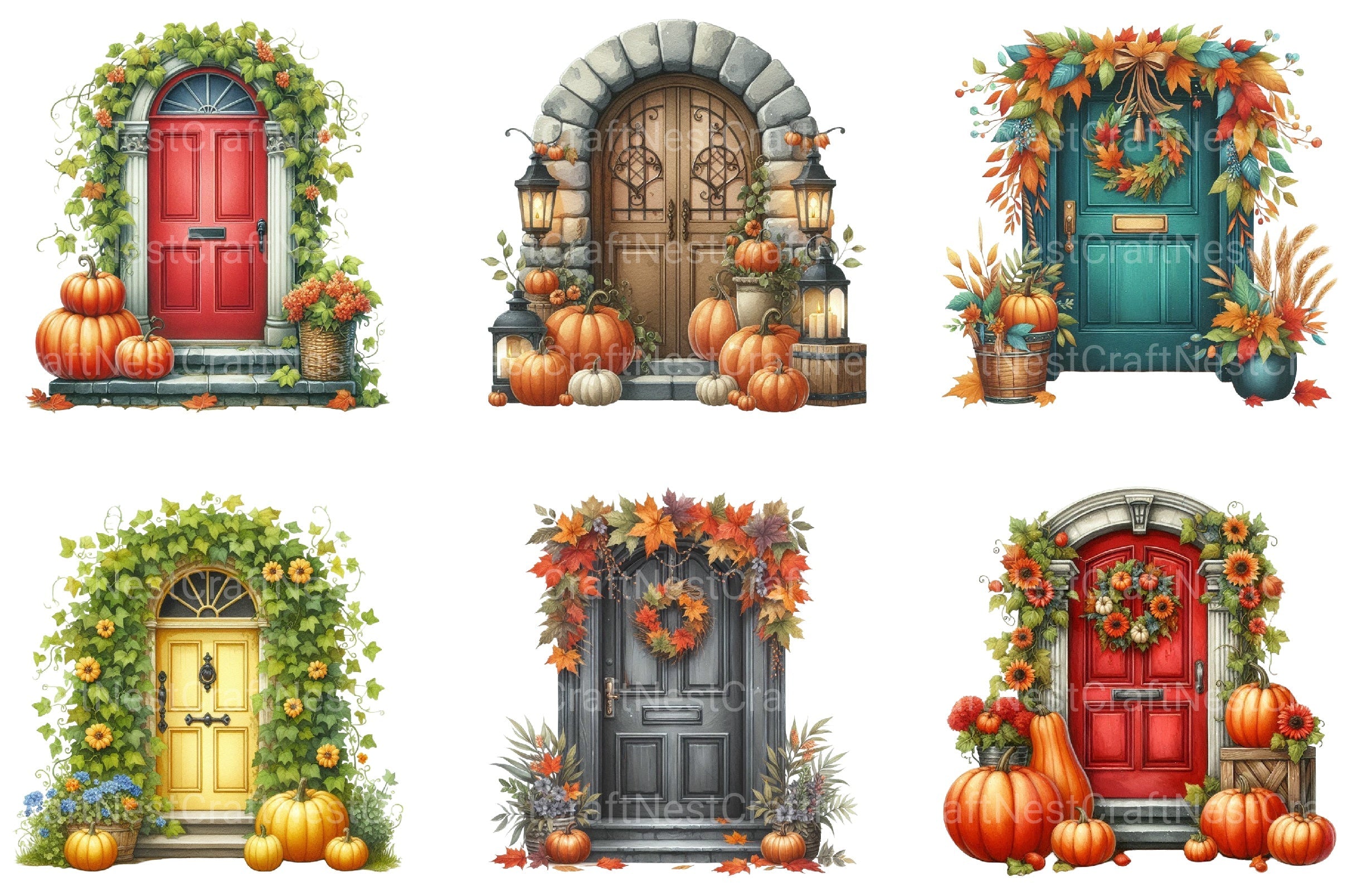 Autumn Door Clipart Bundle
