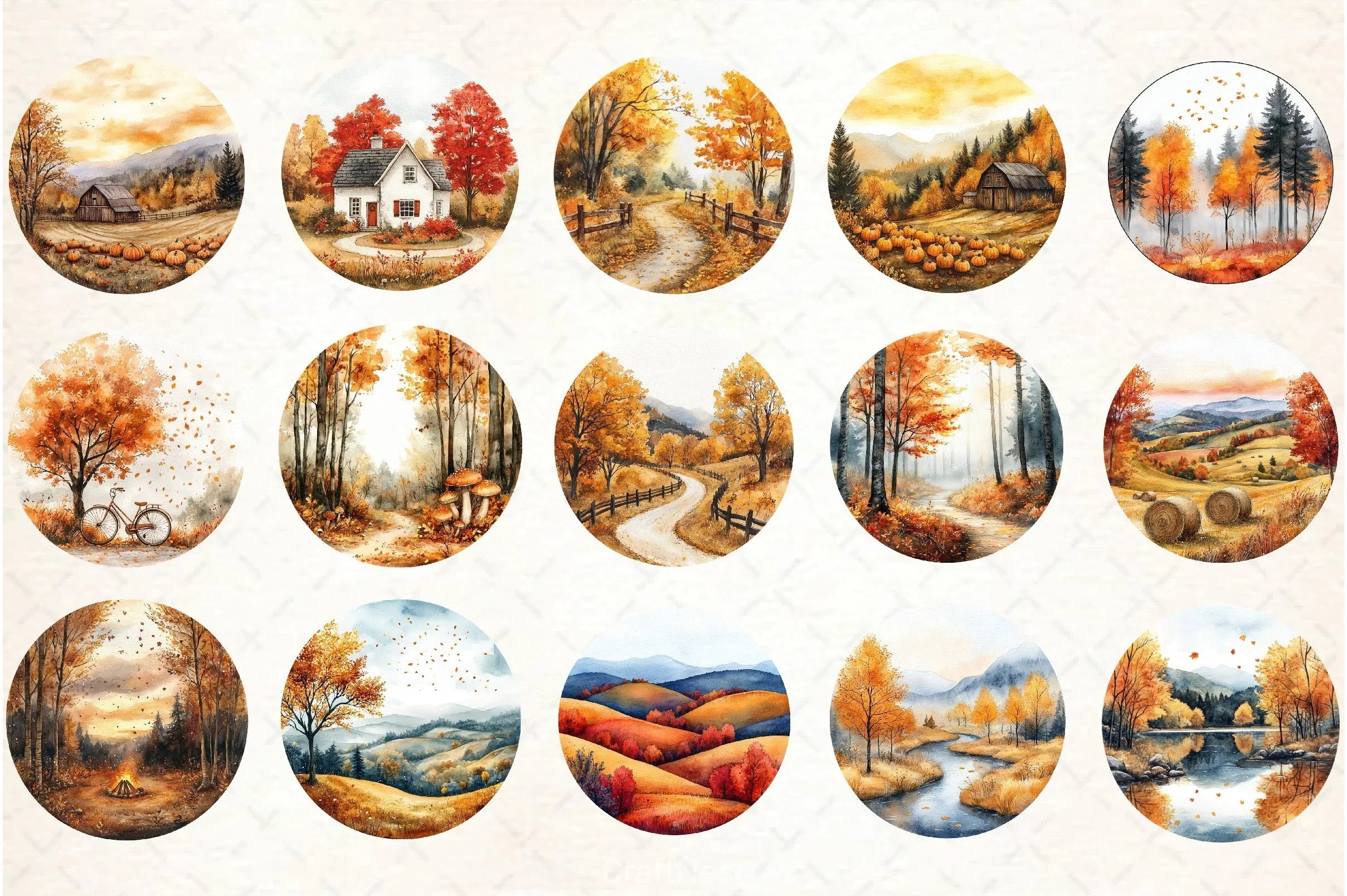 Autumn Landscapes Clipart Bundle - CraftNest - Digital Crafting and Art