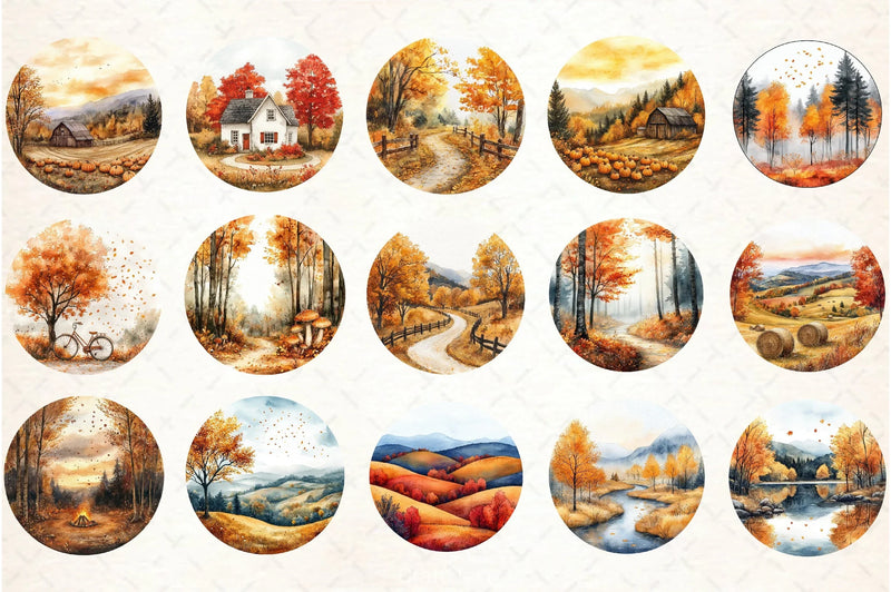 Autumn Landscapes Clipart Bundle - CraftNest - Digital Crafting and Art