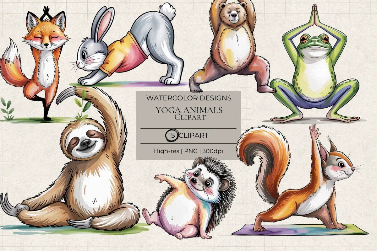 Yoga Animals Clipart - CraftNest - Digital Crafting and Art