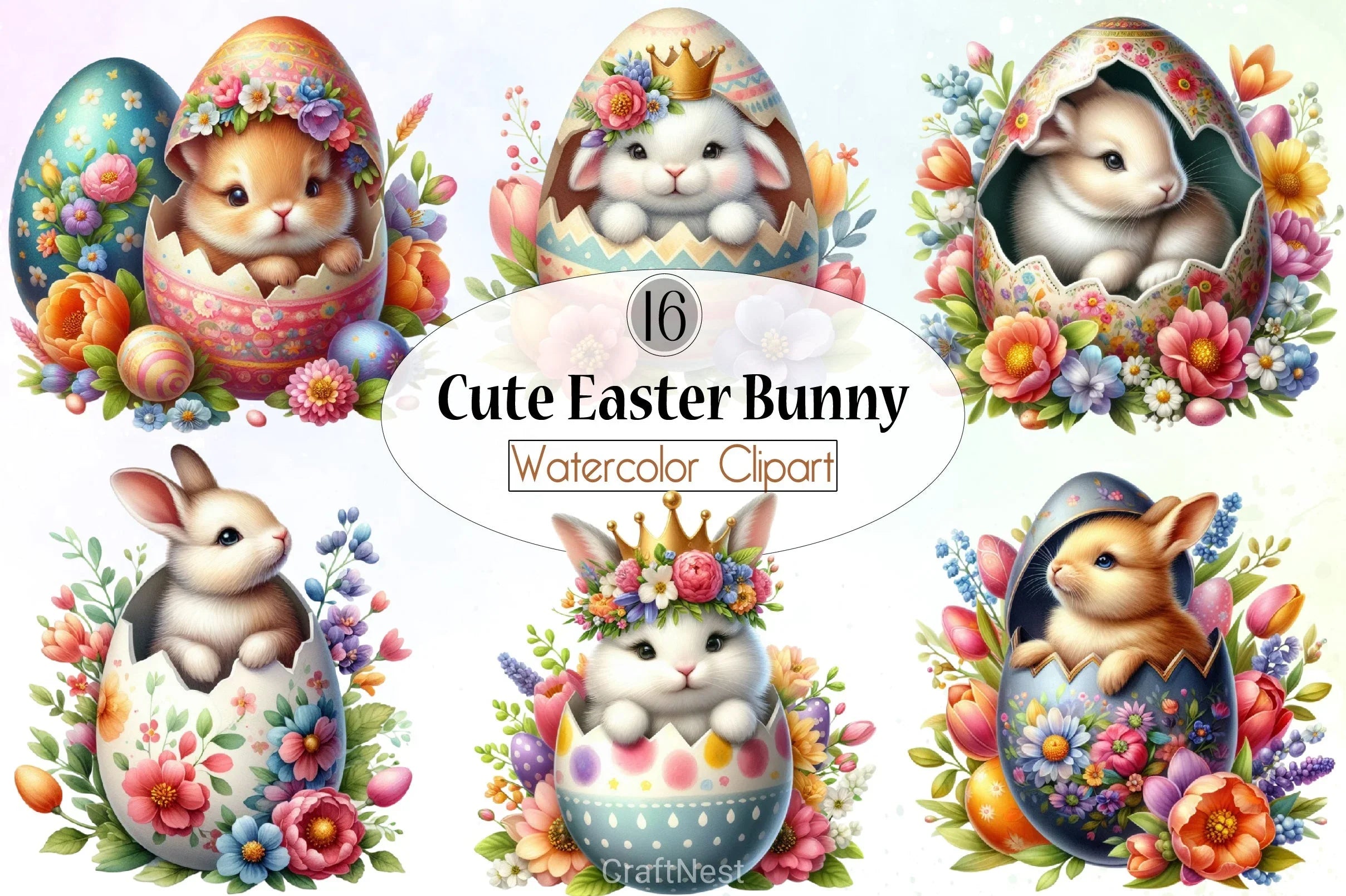 Cute Easter Bunny Clipart Bundle 48 - CraftNest - Digital Crafting and Art
