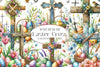 Easter Floral Cross Clipart Bundle