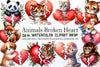 Animals Broken Heart Clipart Bundle