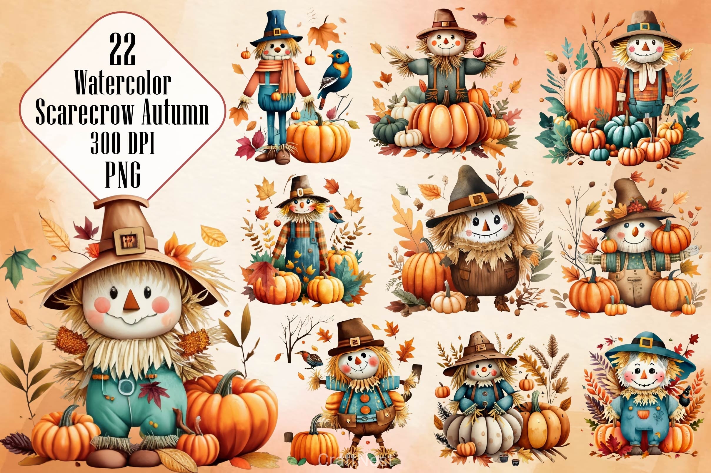 Scarecrow Autumn Clipart Bundle 2