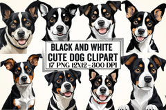 Cute Black & White Dog Clipart Bundle - CraftNest - Digital Crafting and Art