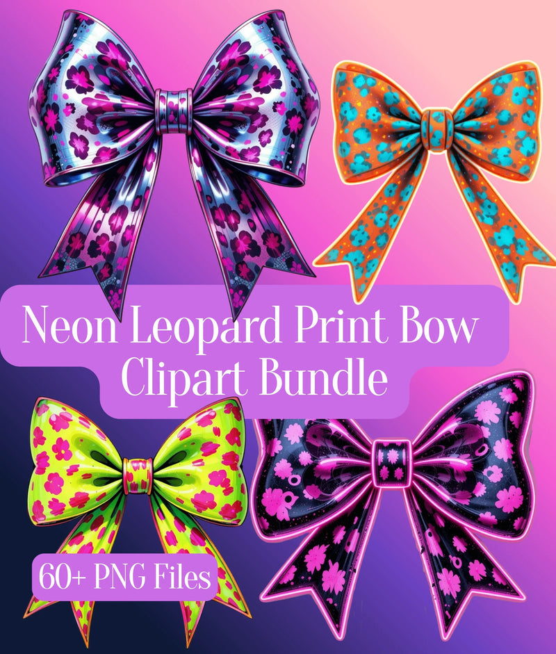 Neon Leopard Print Bow Clipart Bundle - CraftNest - Digital Crafting and Art