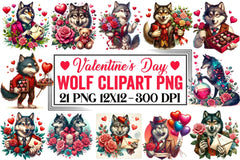 Valentine Wolf Clipart Bundle - CraftNest - Digital Crafting and Art