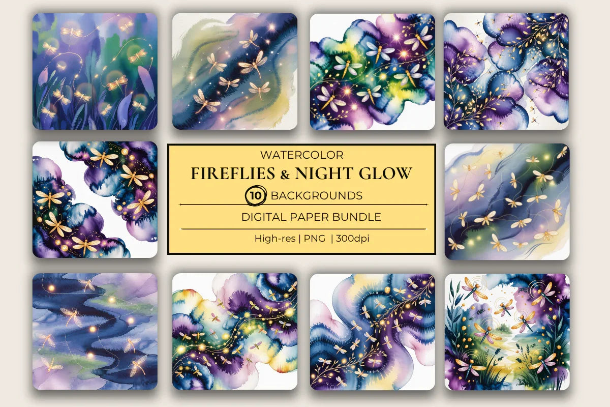 Fireflies & Night Glow Background Papers - CraftNest - Digital Crafting and Art