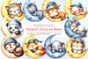 Cute Animals Sleep On Moon Clipart Bundle 4