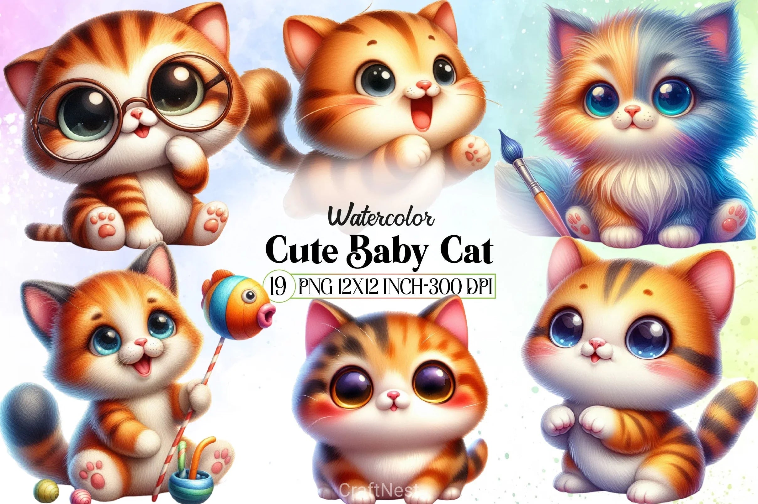 Cute Baby Cat Clipart Bundle - CraftNest - Digital Crafting and Art