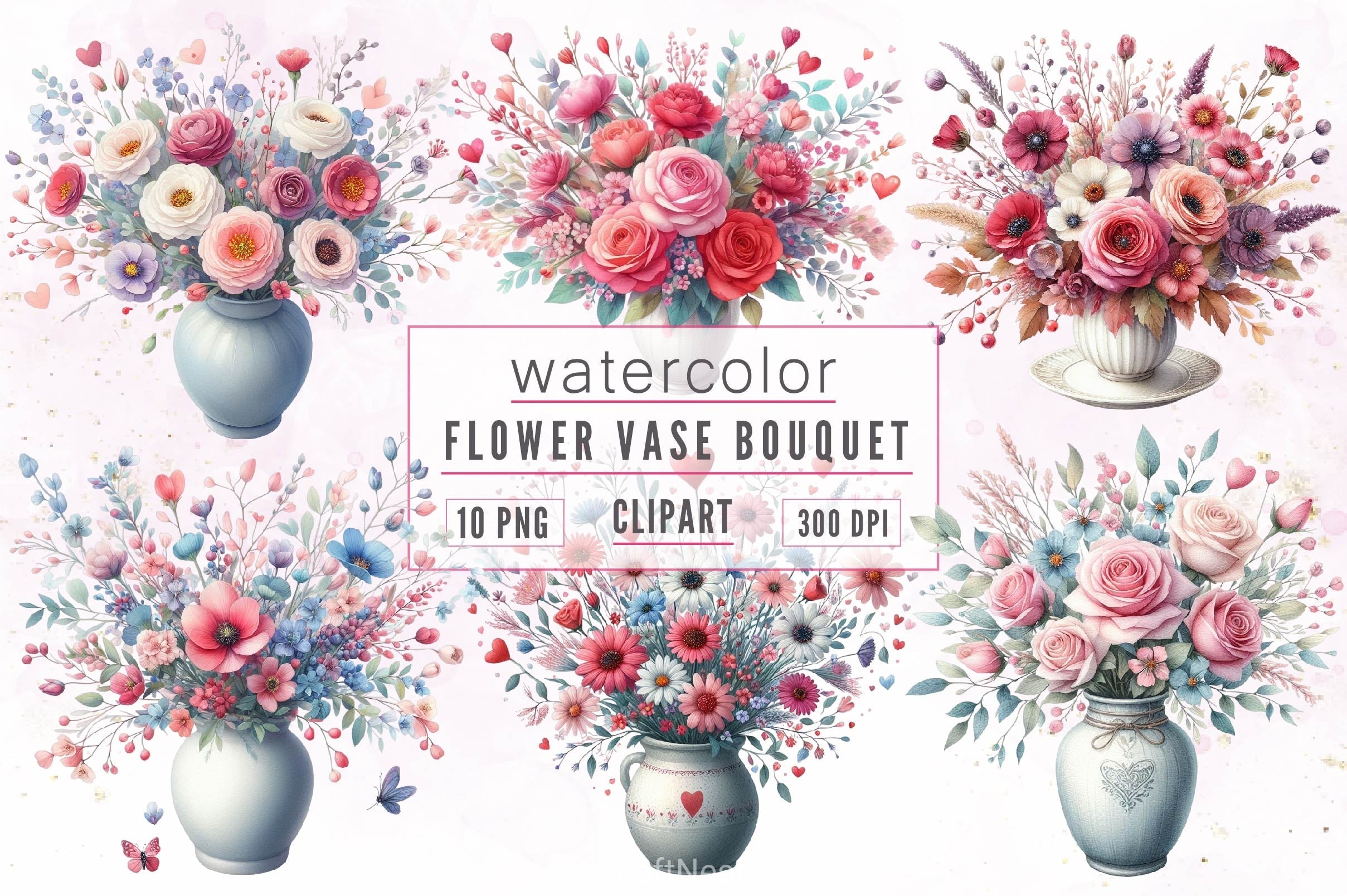 Flower Vase Clipart Bundle