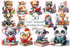 Cute Animals Reading Book Clipart Bundle