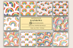 Rainbows Background Papers - CraftNest - Digital Crafting and Art