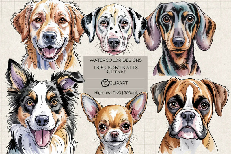 Dog Portraits Clipart - CraftNest - Digital Crafting and Art