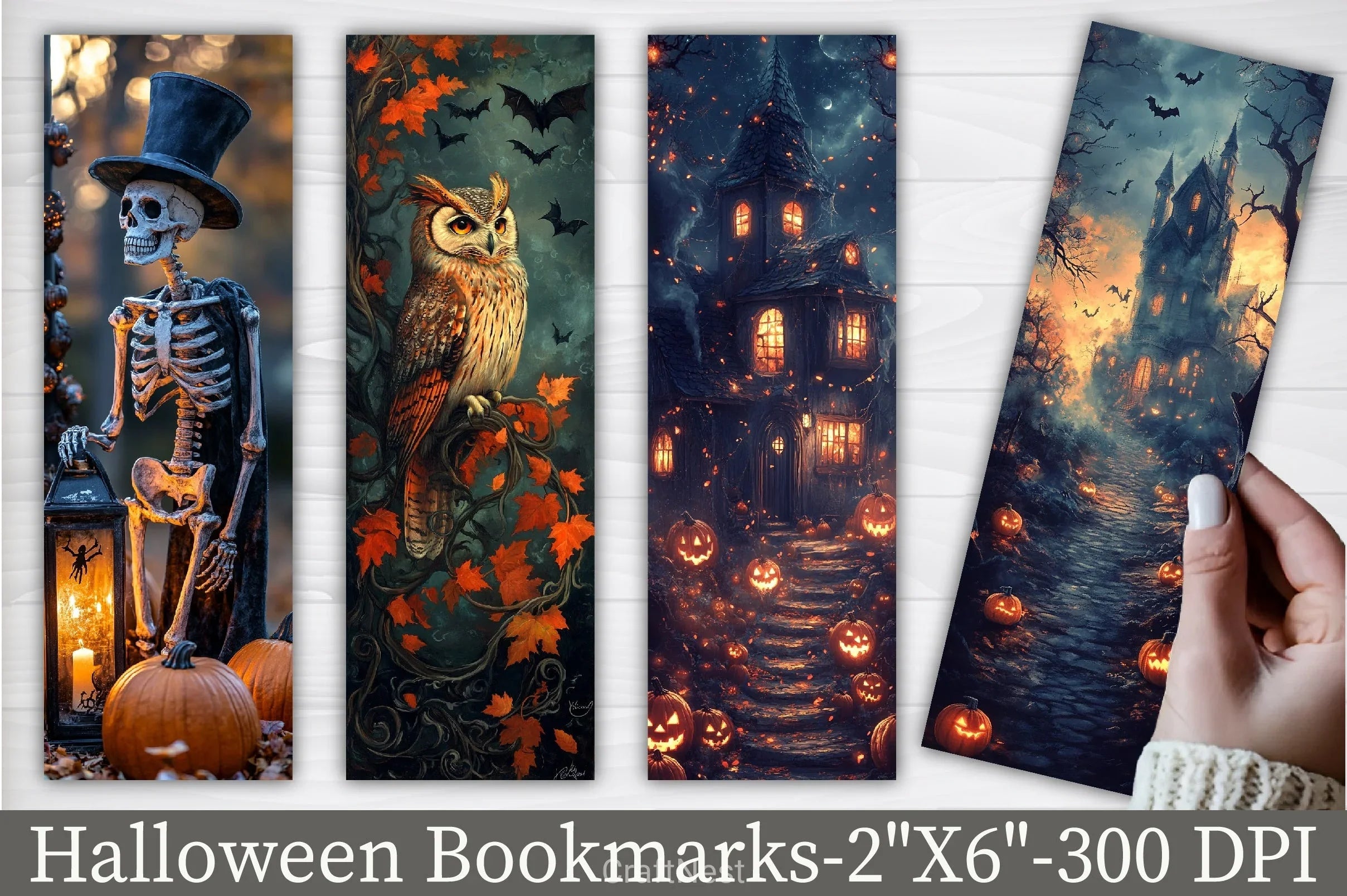 Halloween Bookmarks Set - CraftNest - Digital Crafting and Art