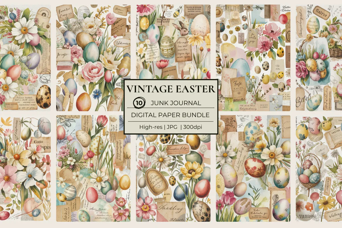 Vintage Easter Junk Journal Papers - CraftNest - Digital Crafting and Art