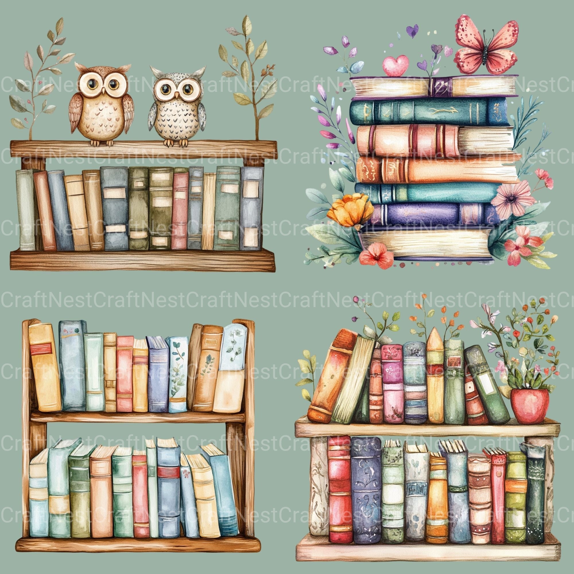 Books And Owls Clipart Bundle