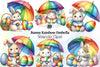 Easter Bunny Rainbow Umbrella Clipart Bundle