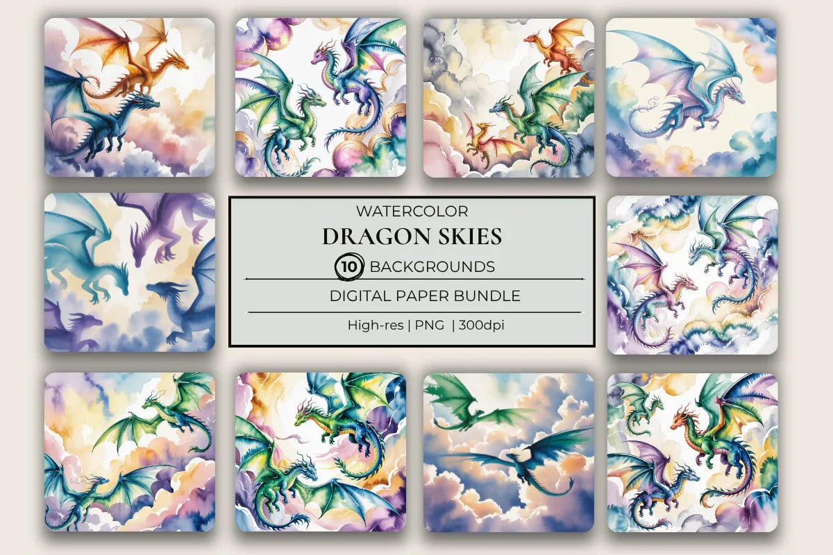 Dragon Skies Background Papers - CraftNest - Digital Crafting and Art