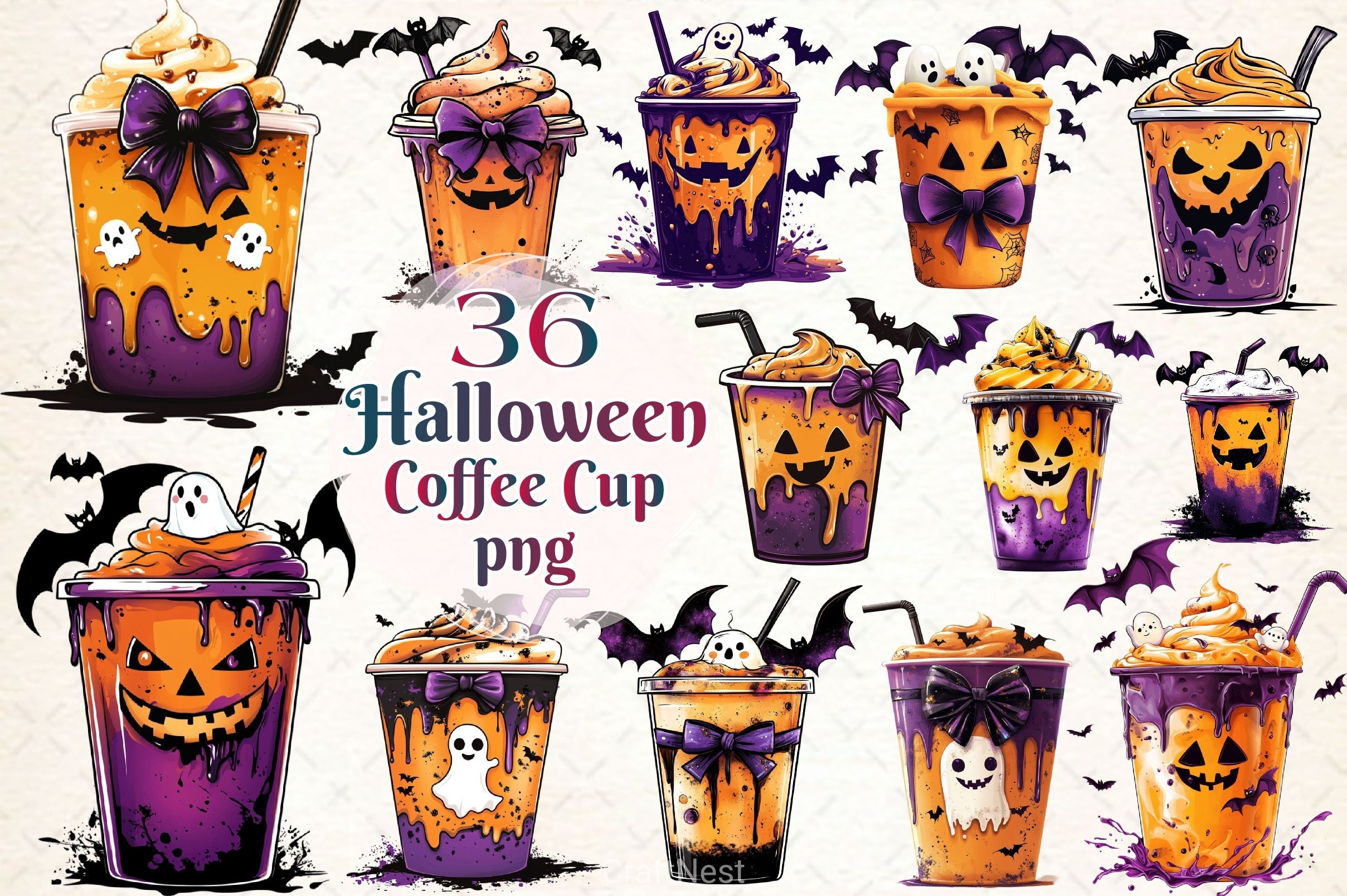 Halloween Coffee Cup Clipart Bundle 6