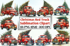 Christmas Red Truck Clipart Bundle - CraftNest - Digital Crafting and Art