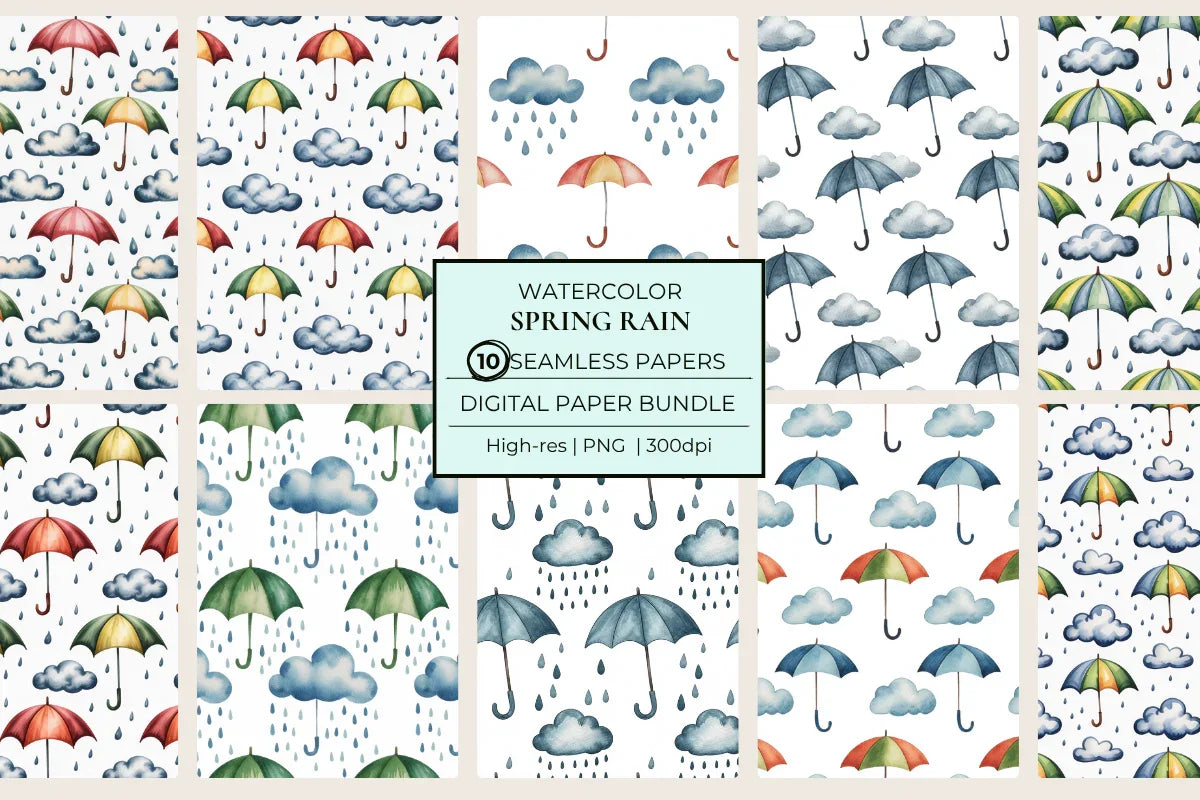 Spring Rain Seamless Papers - CraftNest - Digital Crafting and Art
