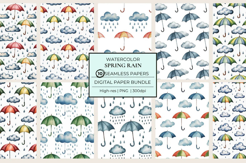 Spring Rain Seamless Papers - CraftNest - Digital Crafting and Art