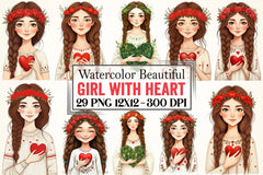 Beautiful Girl Heart Clipart Bundle - CraftNest - Digital Crafting and Art