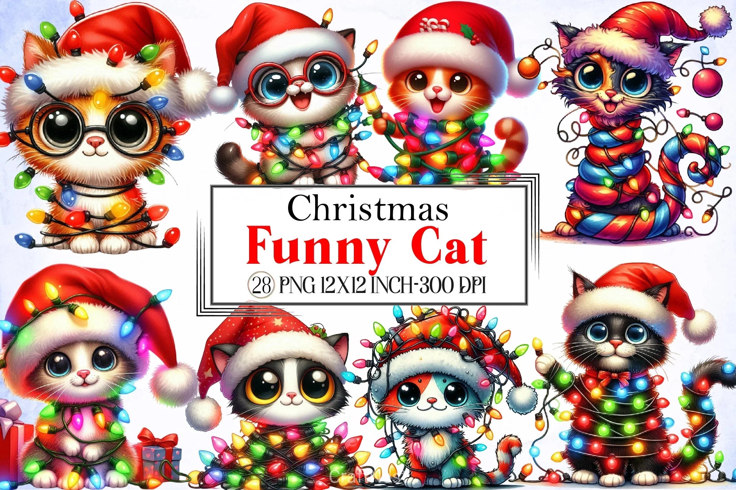 Christmas Cat Clipart Bundle 4 - CraftNest - Digital Crafting and Art