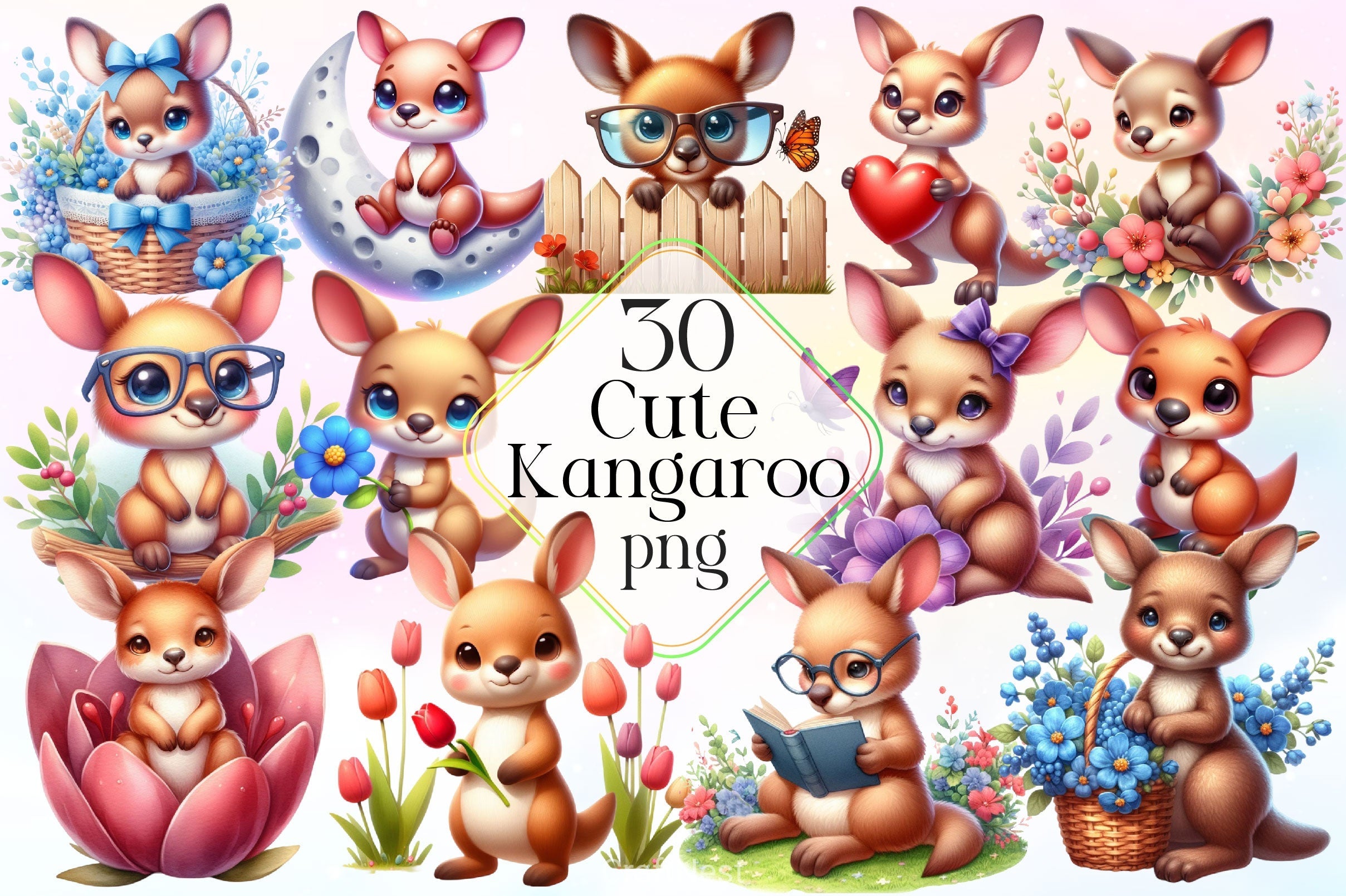 Kangaroo Clipart Bundle