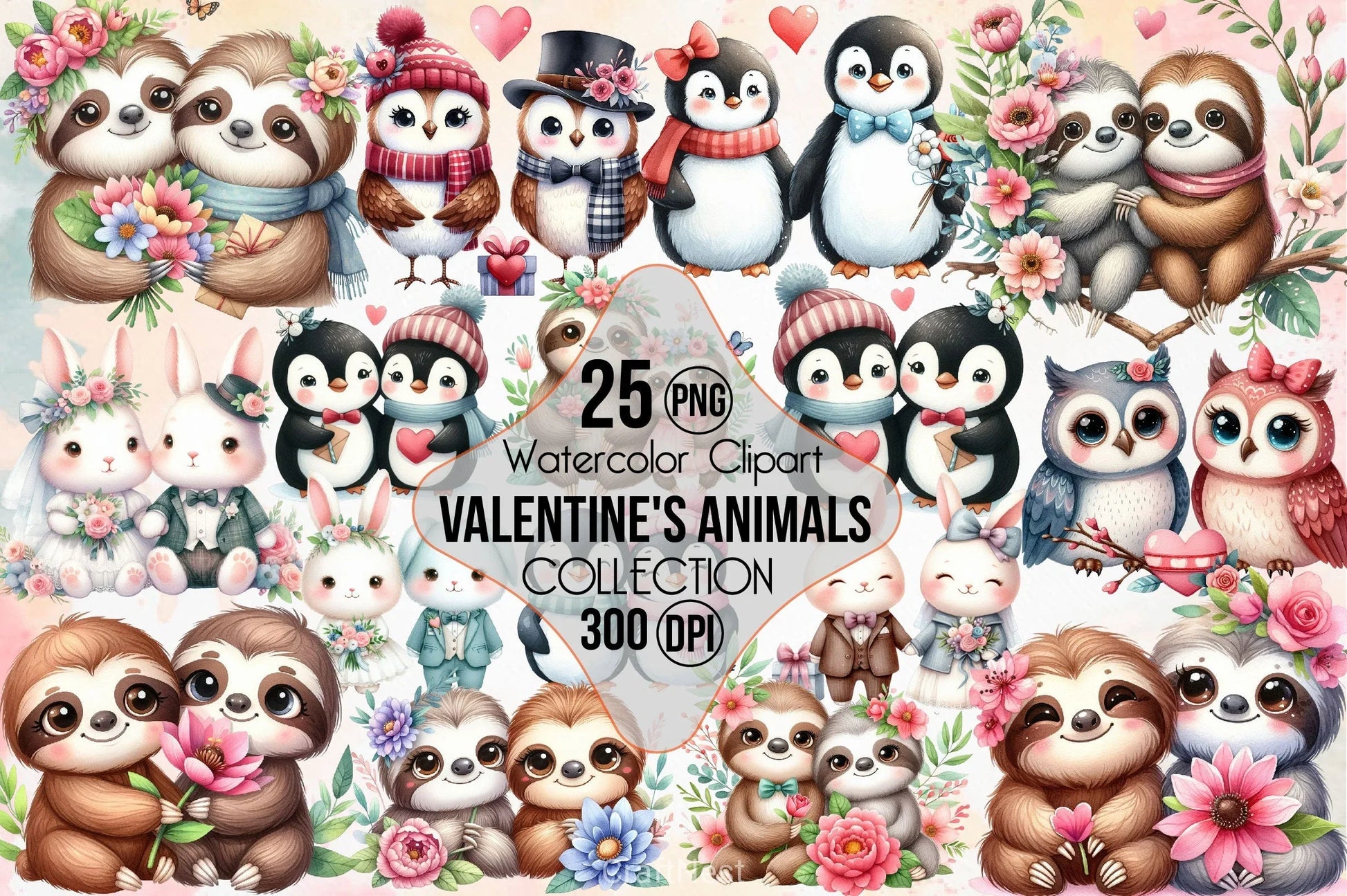 Valentine Animals Clipart Bundle 2 - CraftNest - Digital Crafting and Art
