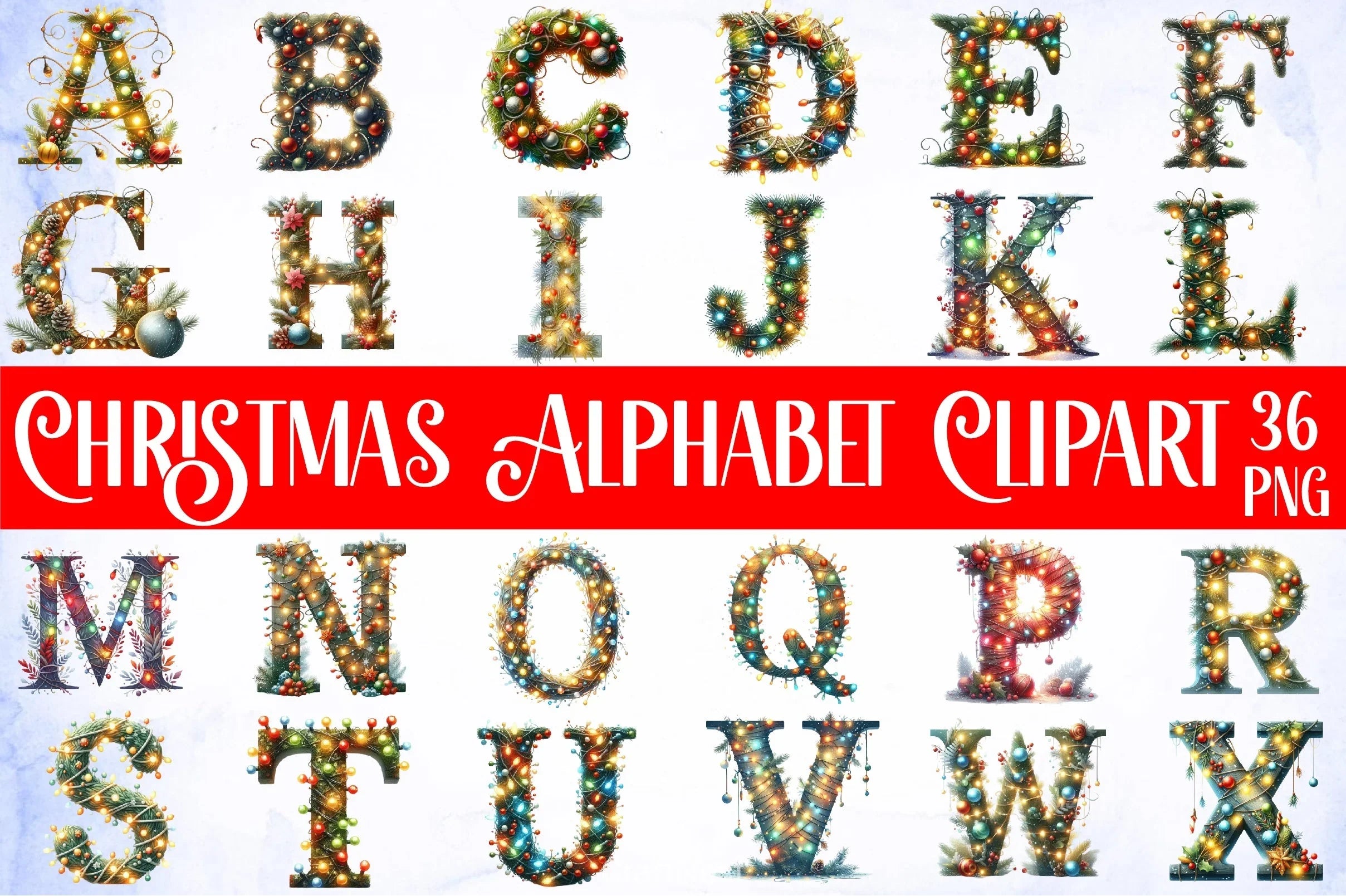 Christmas Alphabet Clipart Bundle 6 - CraftNest - Digital Crafting and Art