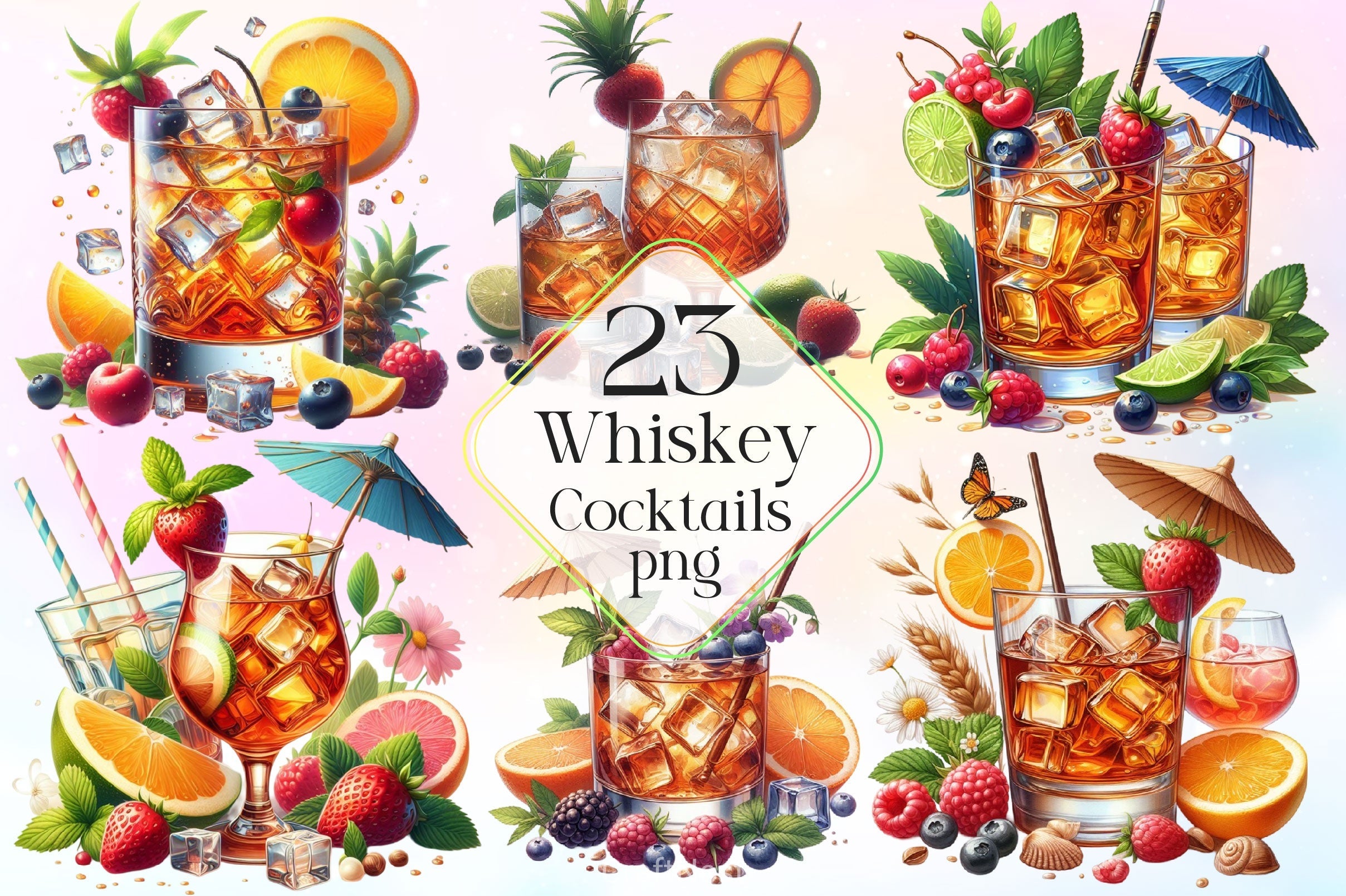 Whiskey Cocktails Clipart Bundle 2