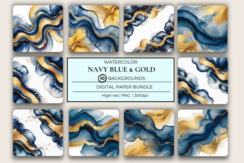 Navy Blue & Gold Background Papers - CraftNest - Digital Crafting and Art