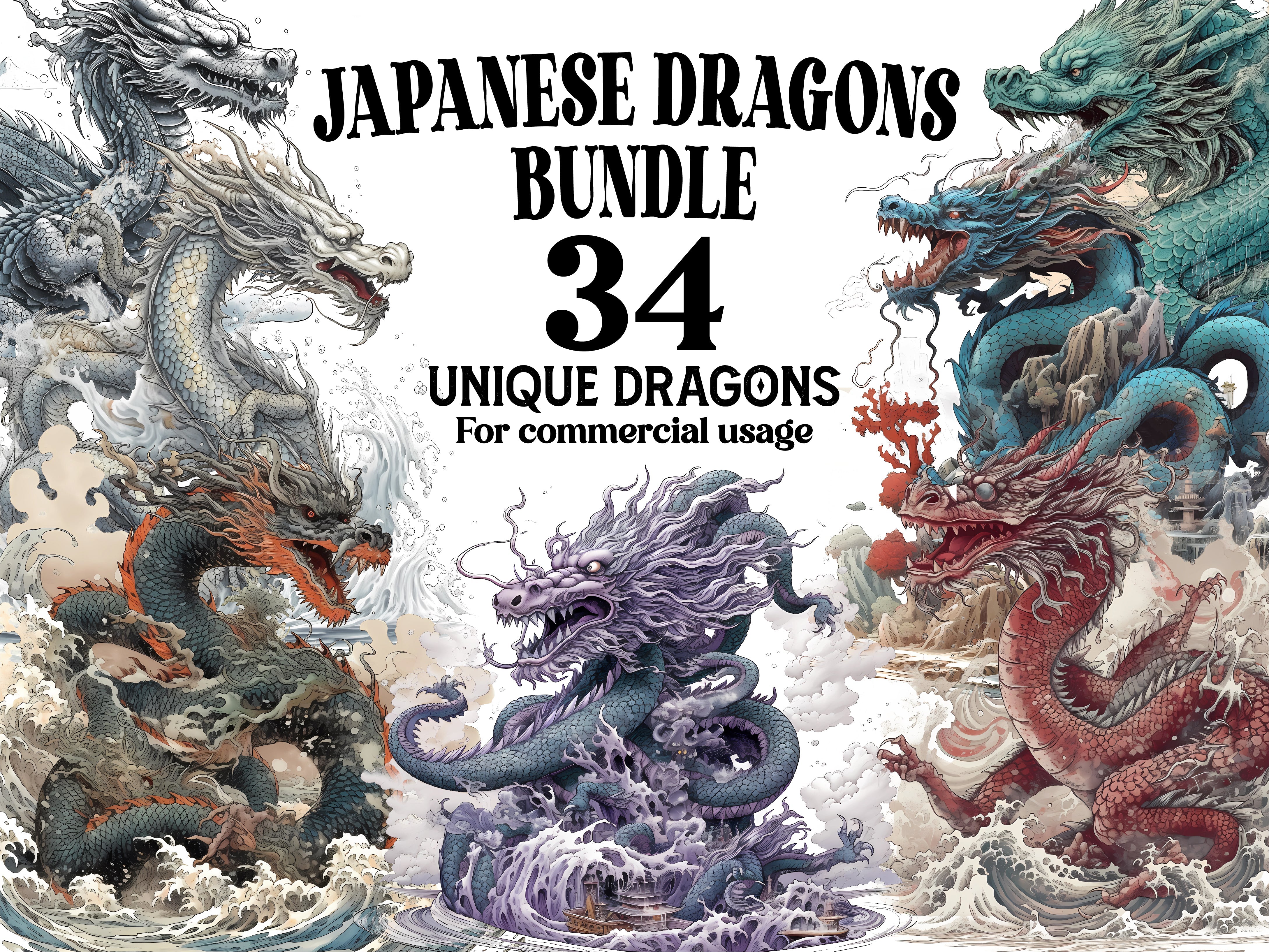 Japanese Art Style Dragons