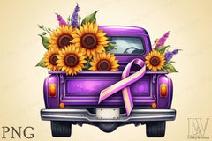 Purple Ribbon Cancer Truck Clipart Bundle 1 - CraftNest - Digital Crafting and Art