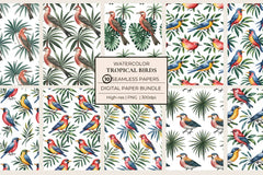 Tropical Birds Seamless Papers - CraftNest - Digital Crafting and Art