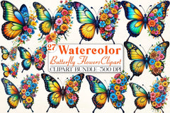 Butterfly Flowers Clipart Bundle 8 - CraftNest - Digital Crafting and Art