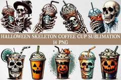 Halloween Skeleton Coffee Cup Clipart Bundle - CraftNest - Digital Crafting and Art