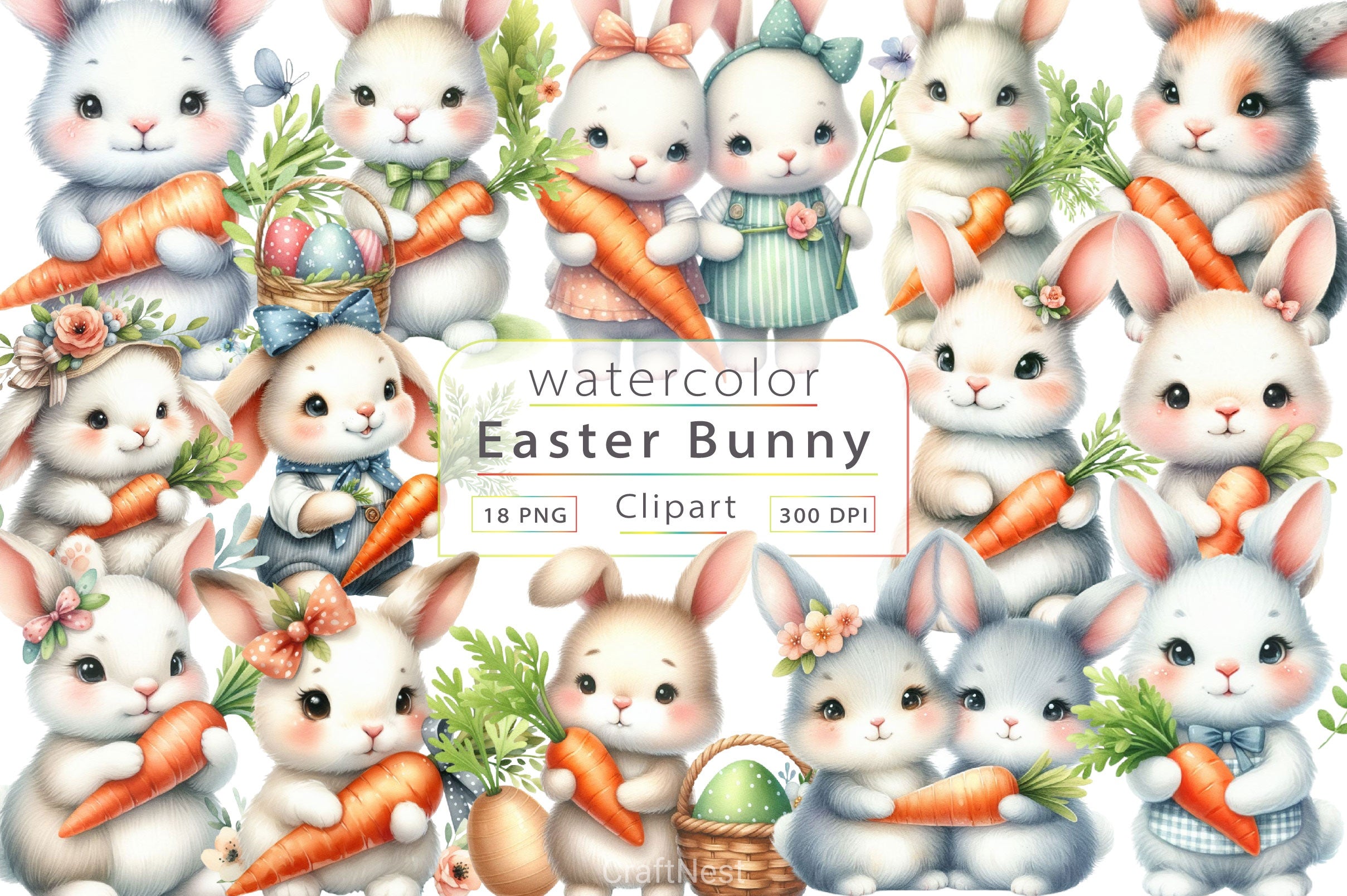Easter Bunny Clipart Bundle 19