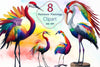 Rainbow Flamingo Clipart Bundle