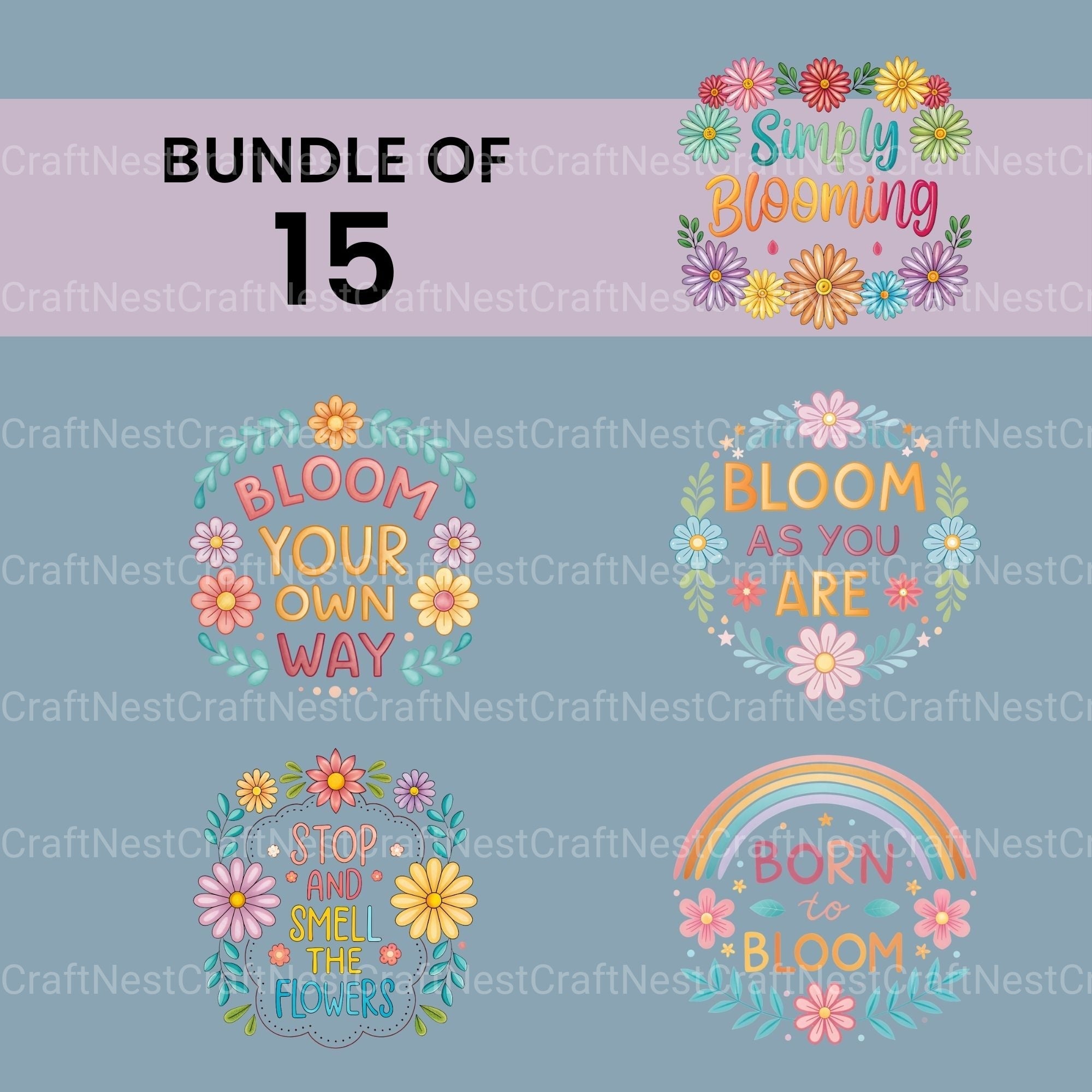Flower Quotes Clipart Bundle