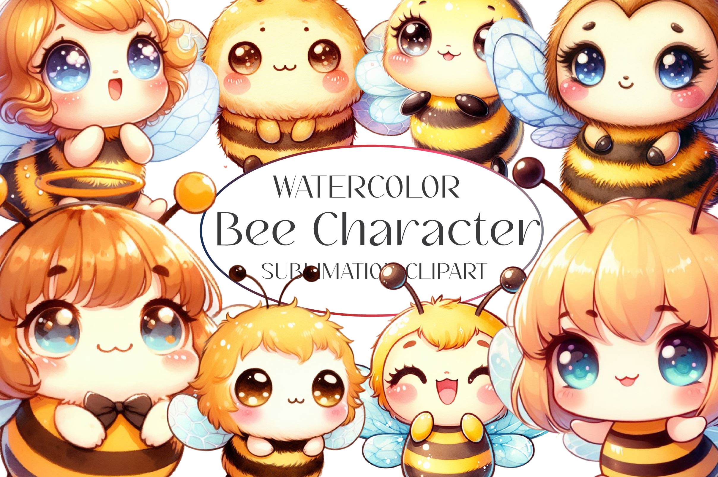 Bee Character Clipart Bundle