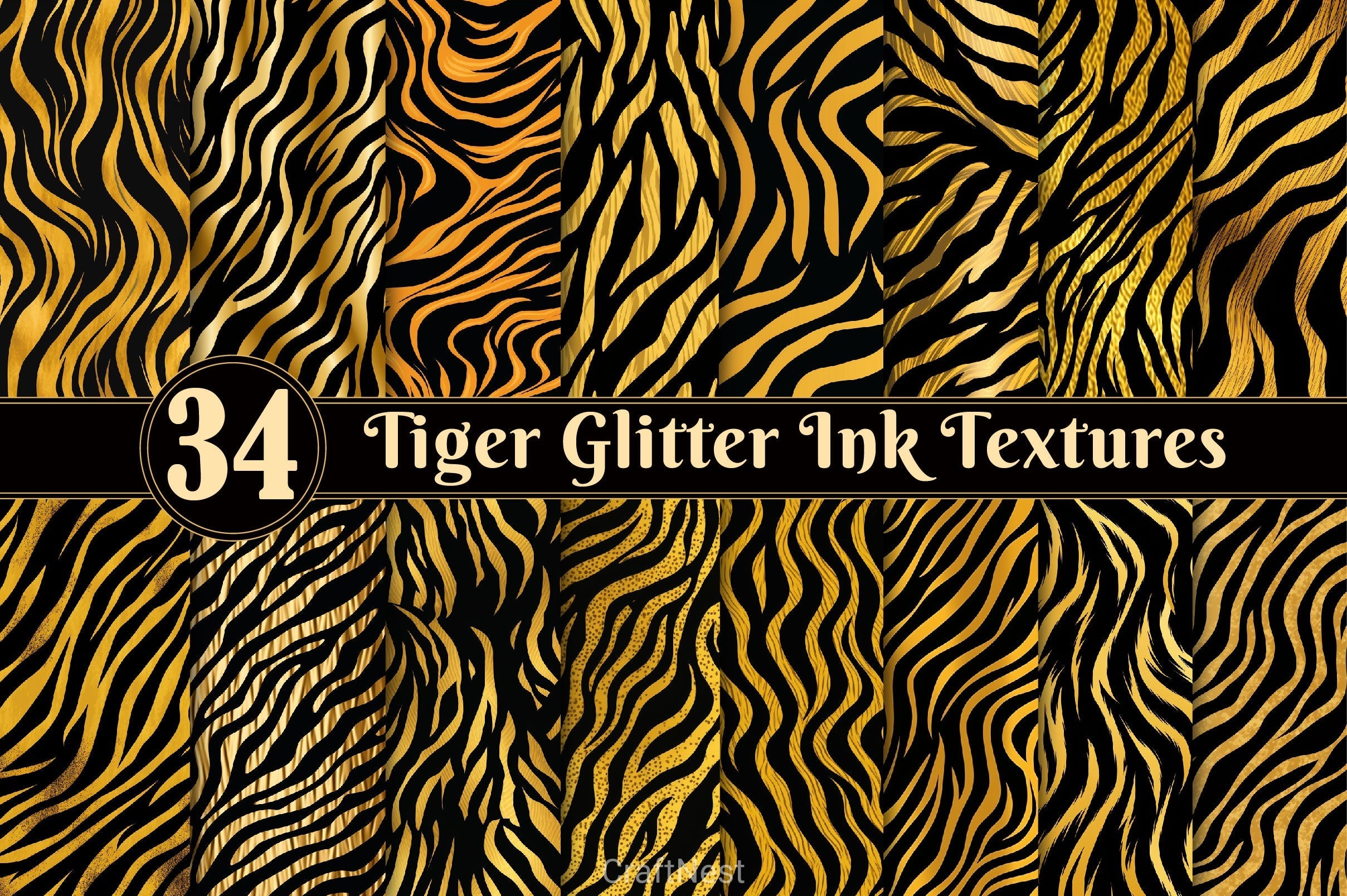 Tiger Glitter Ink Textures