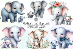 Mother's Day Elephants Clipart Bundle - CraftNest - Digital Crafting and Art