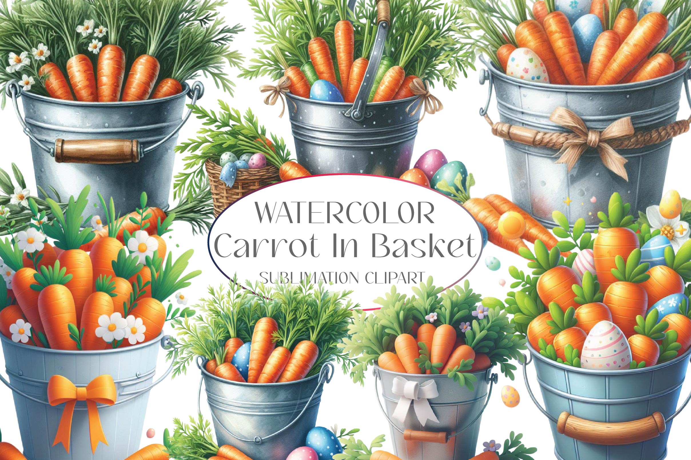 Carrot In Basket Clipart Bundle