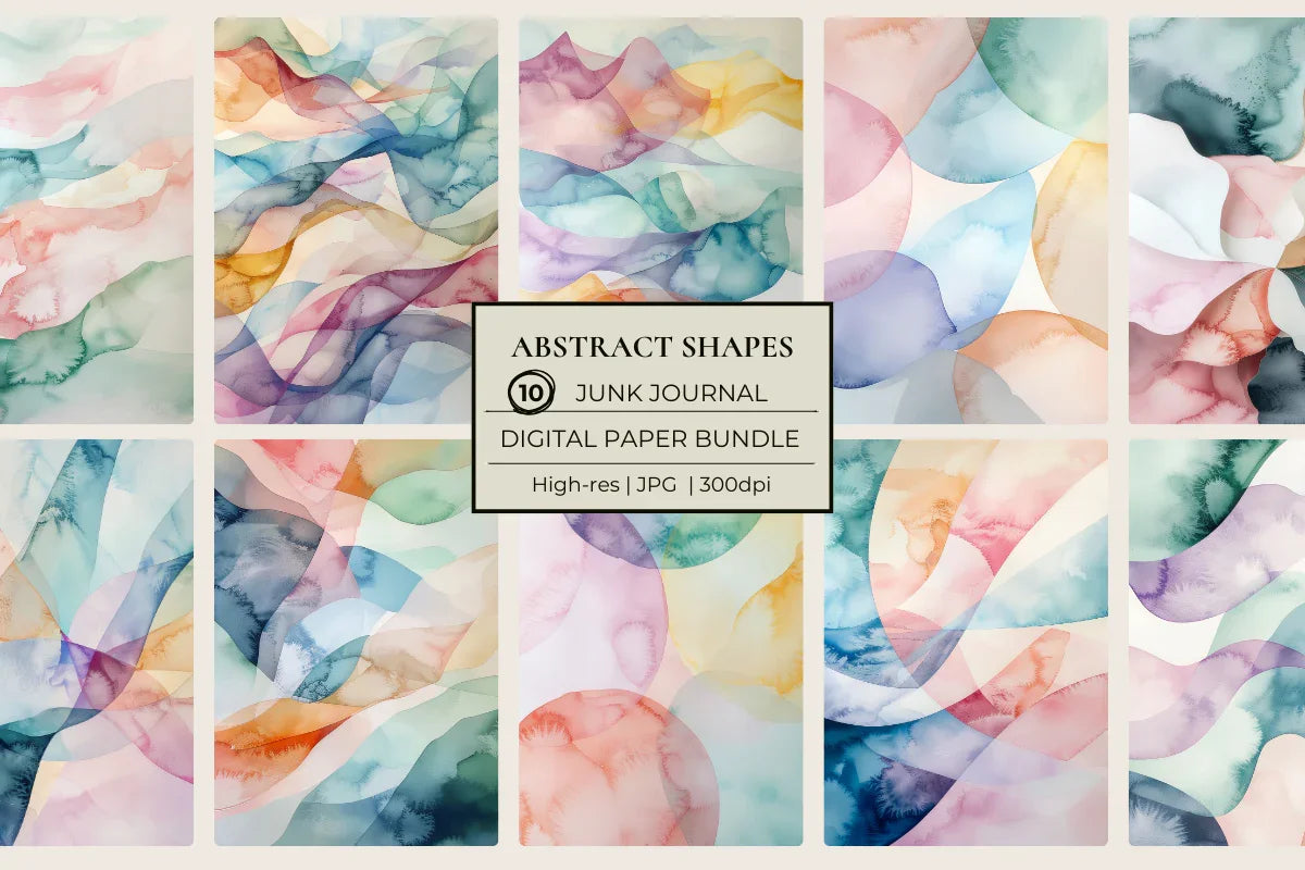 Abstract Shapes Junk Journal Papers - CraftNest - Digital Crafting and Art
