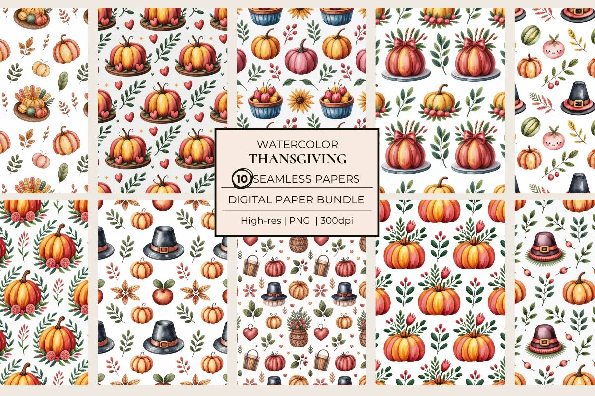 Thanksgiving Seamless Papers - CraftNest - Digital Crafting and Art