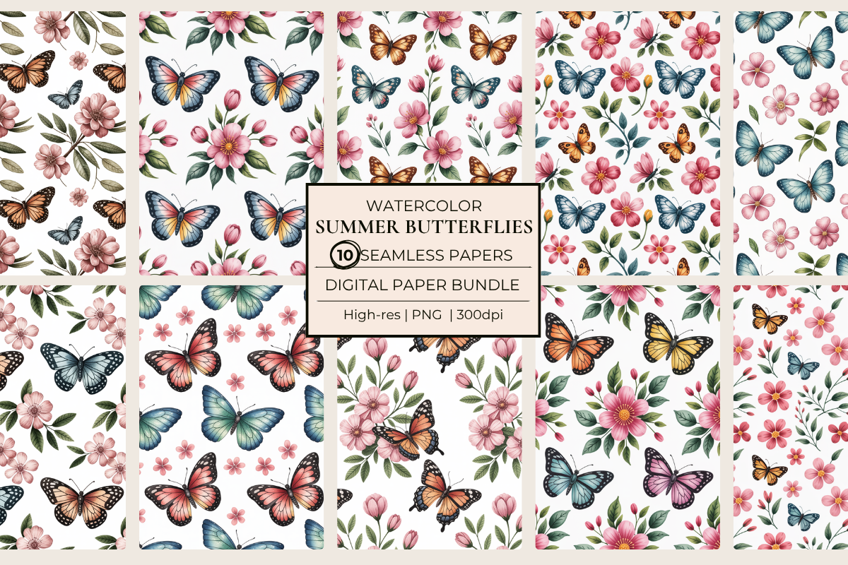 Summer Butterflies Seamless Papers