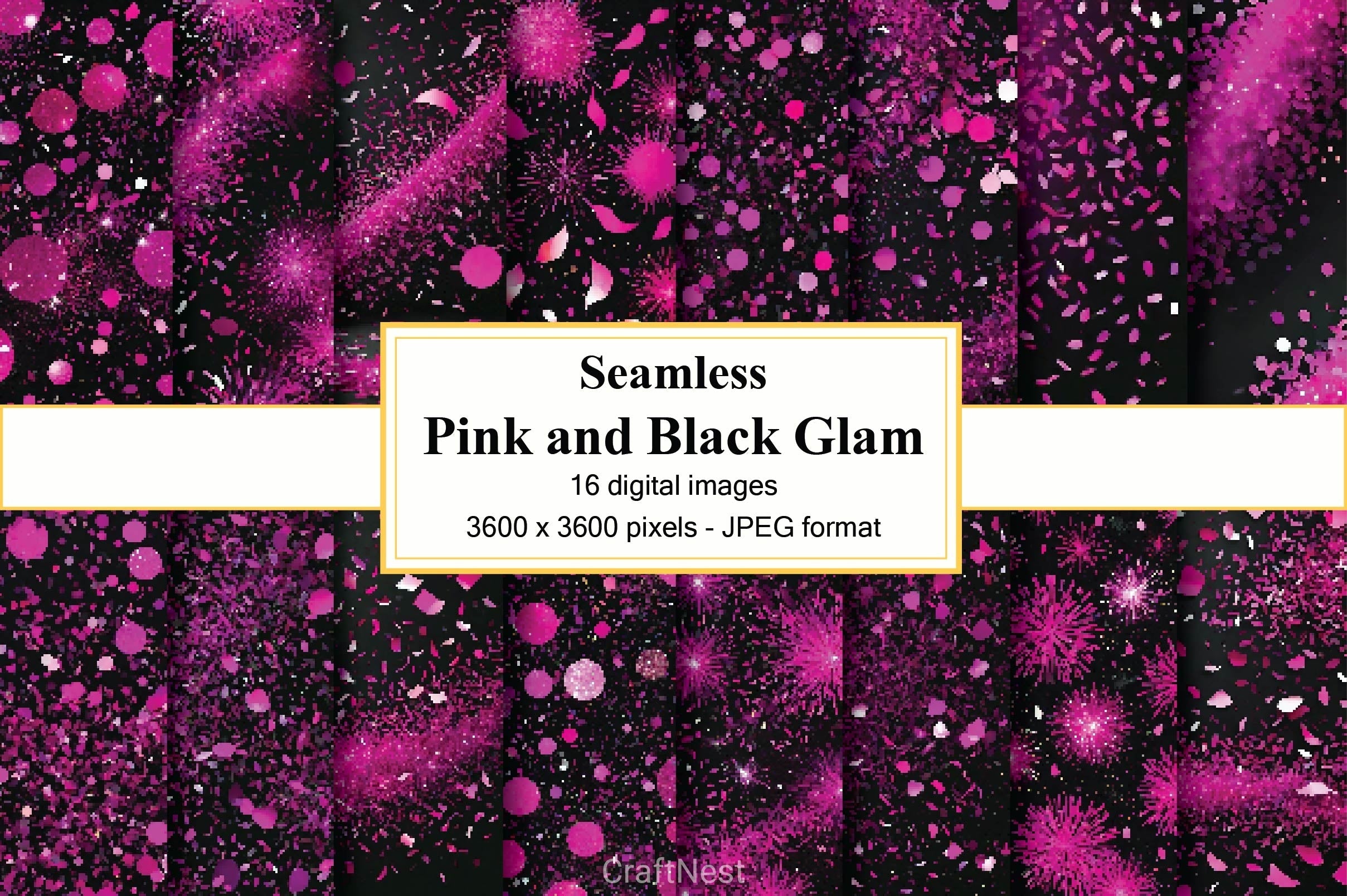 Pink And Black Glam Digital Papers